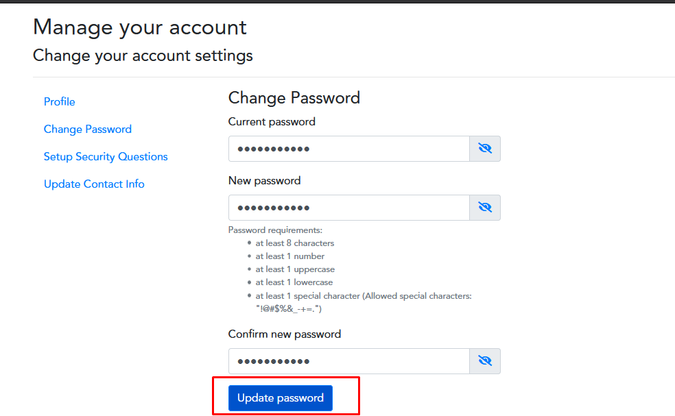 SSO update password