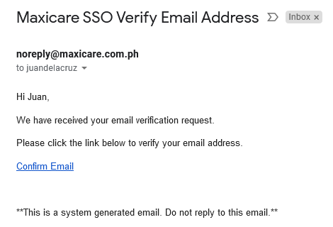 SSO email verification